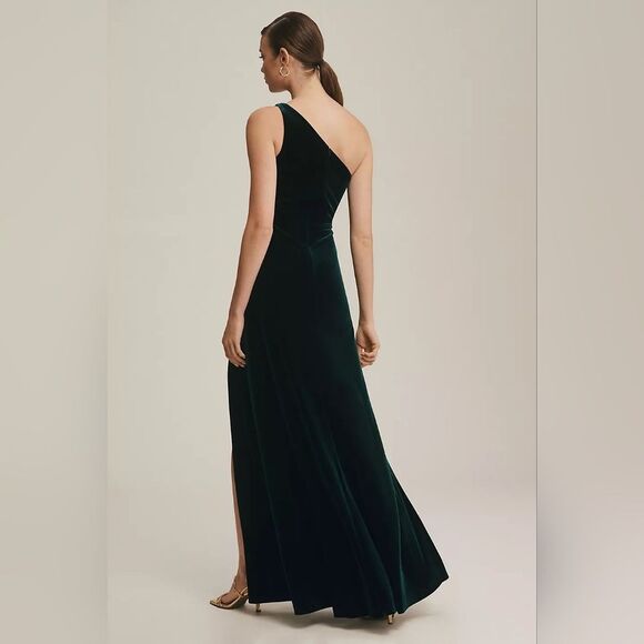 Jenny Yoo Cybill Velvet Dress Emerald Green NWT SIZE 6 - Picture 3 of 9